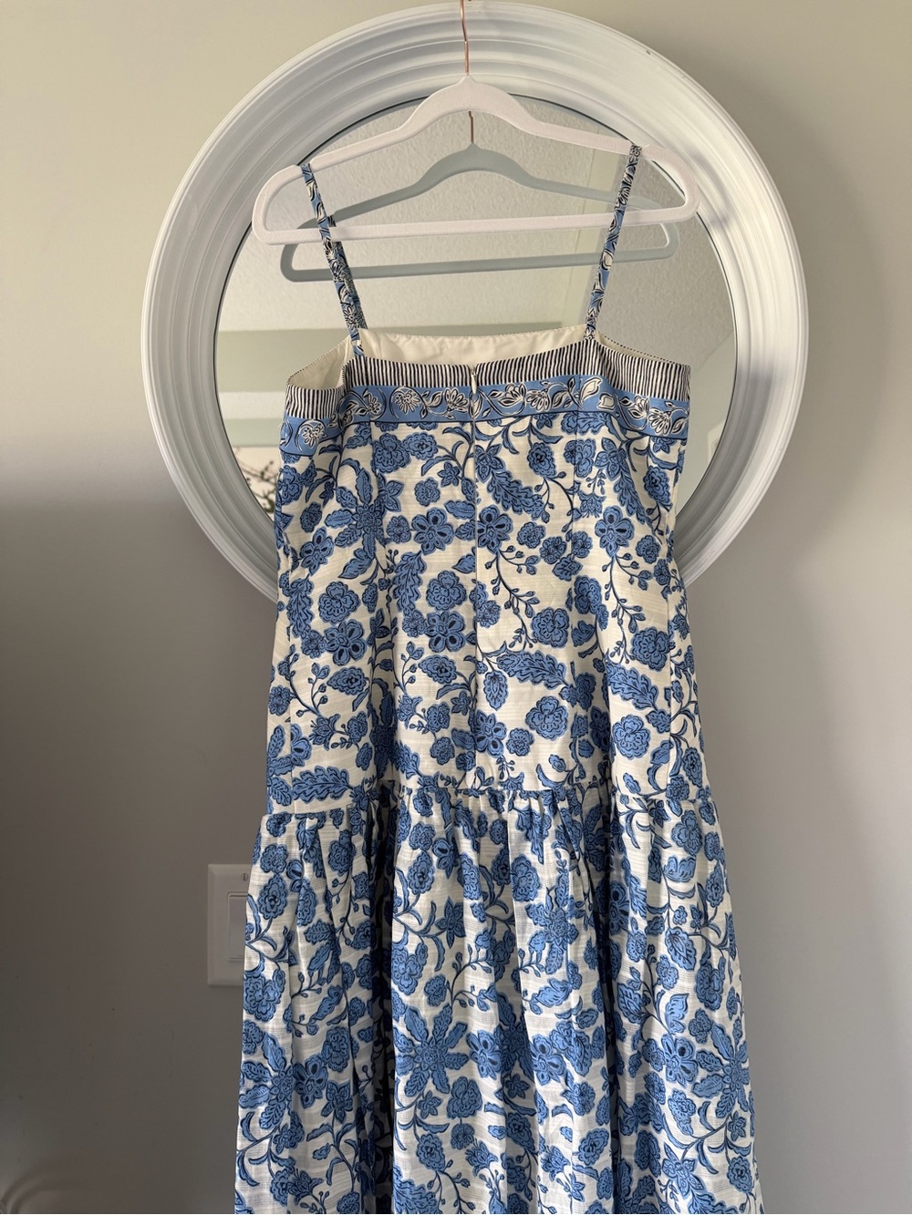 Taylor Blue & White Floral Cotton Drop Waist Maxi Dress - Picture 9 of 10